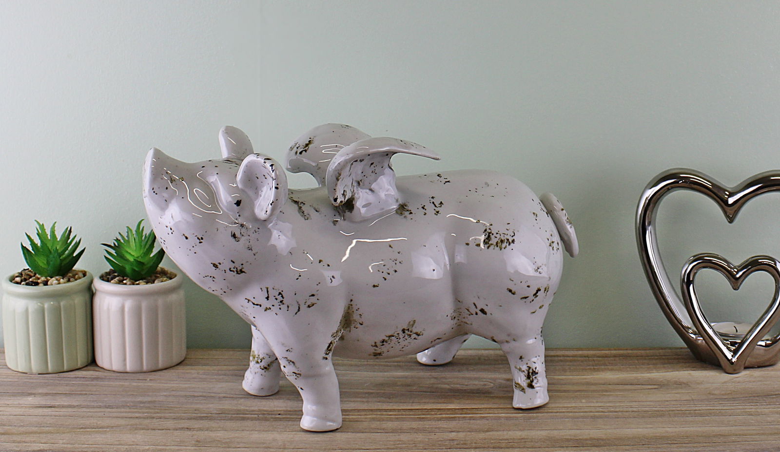 Large Ceramic Flying Pig, 32cm Large Ceramic Flying Pig, 32cm