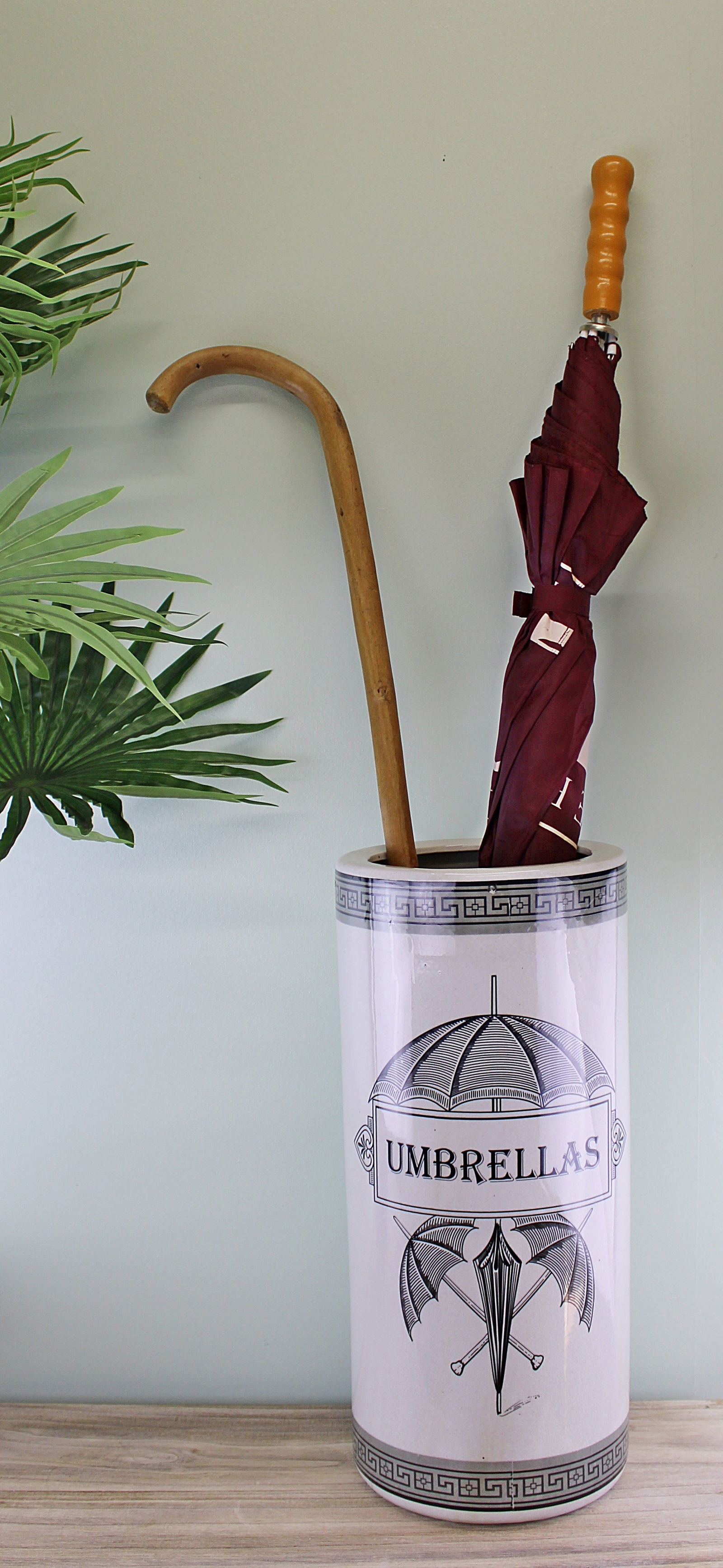 Ceramic Umbrella Stand, Monochrome Umbrella Print Ceramic Umbrella Stand, Monochrome Umbrella Print