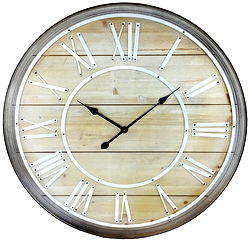 Wooden Wall Clock With White Roman Numerals 80cm Wooden Wall Clock With White Roman Numerals 80cm