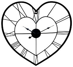 Black Metal Skeleton Love Heart Clock 58cm Black Metal Skeleton Love Heart Clock 58cm