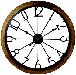 Wooden Trim & Metal Numbers Clock 68cm Wooden Trim & Metal Numbers Clock 68cm