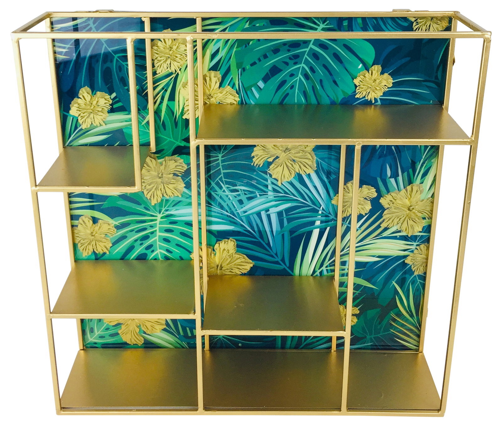 Glass Back Shelf Unit in Blue 40cm Glass Back Shelf Unit in Blue 40cm