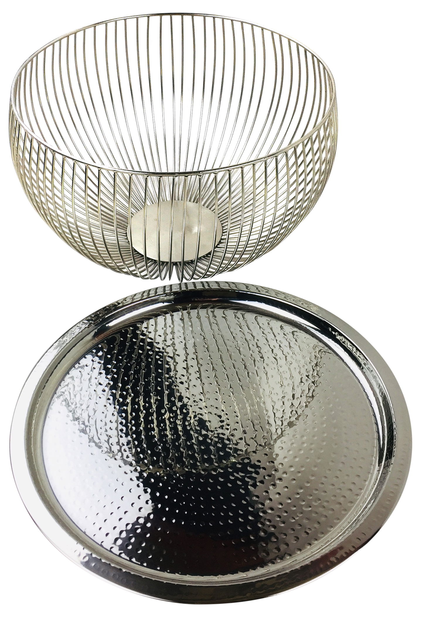 Set Of 3 Silver Bowls With Plate Tops Set Of 3 Silver Bowls With Plate Tops