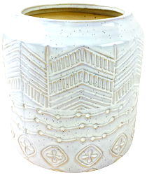 White Herringbone Textured Stoneware Planter 20cm White Herringbone Textured Stoneware Planter 20cm
