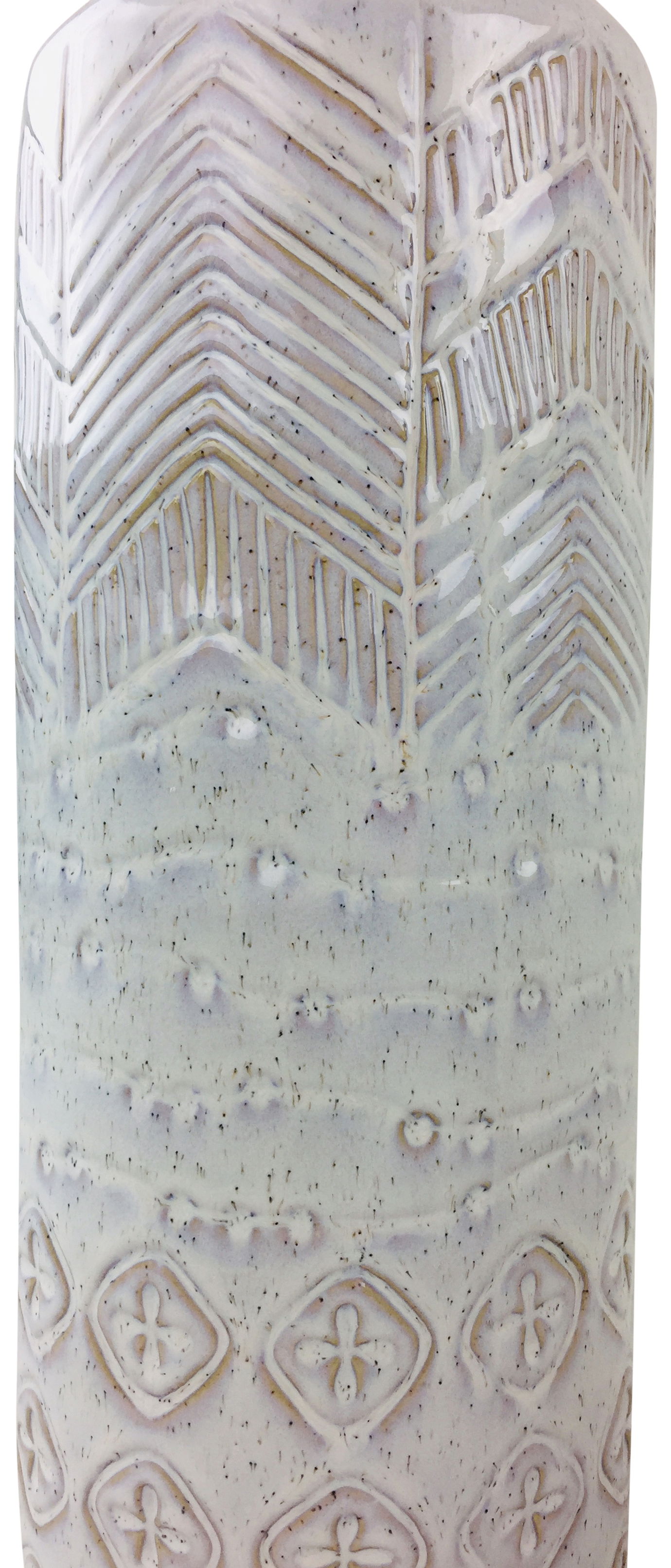 White Herringbone Textured Stoneware Vase 44cm White Herringbone Textured Stoneware Vase 44cm