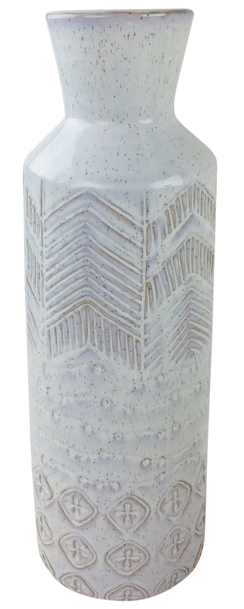 White Herringbone Textured Stoneware Vase 44cm White Herringbone Textured Stoneware Vase 44cm
