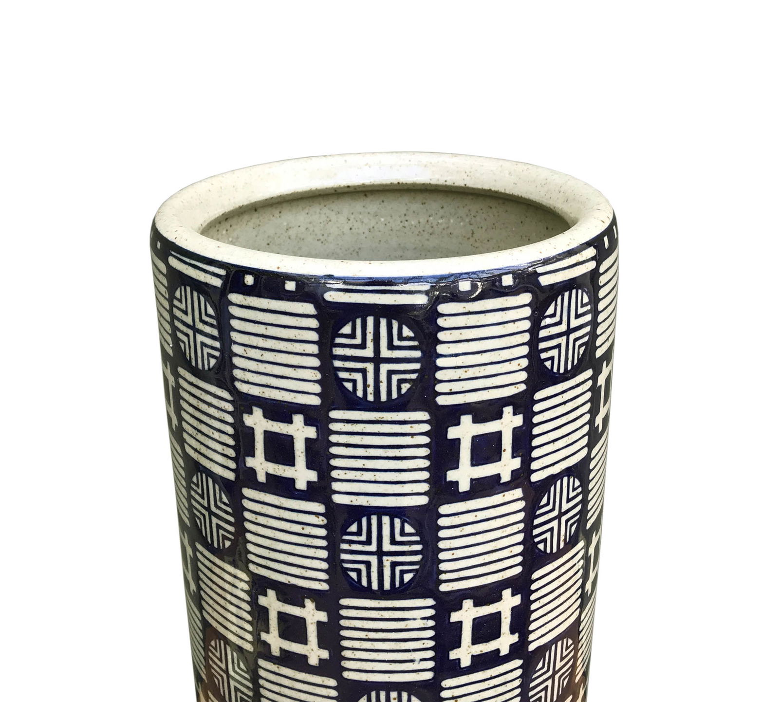 Dark Blue, Grey Squares & Circles Umbrella Stand Dark Blue, Grey Squares & Circles Umbrella Stand