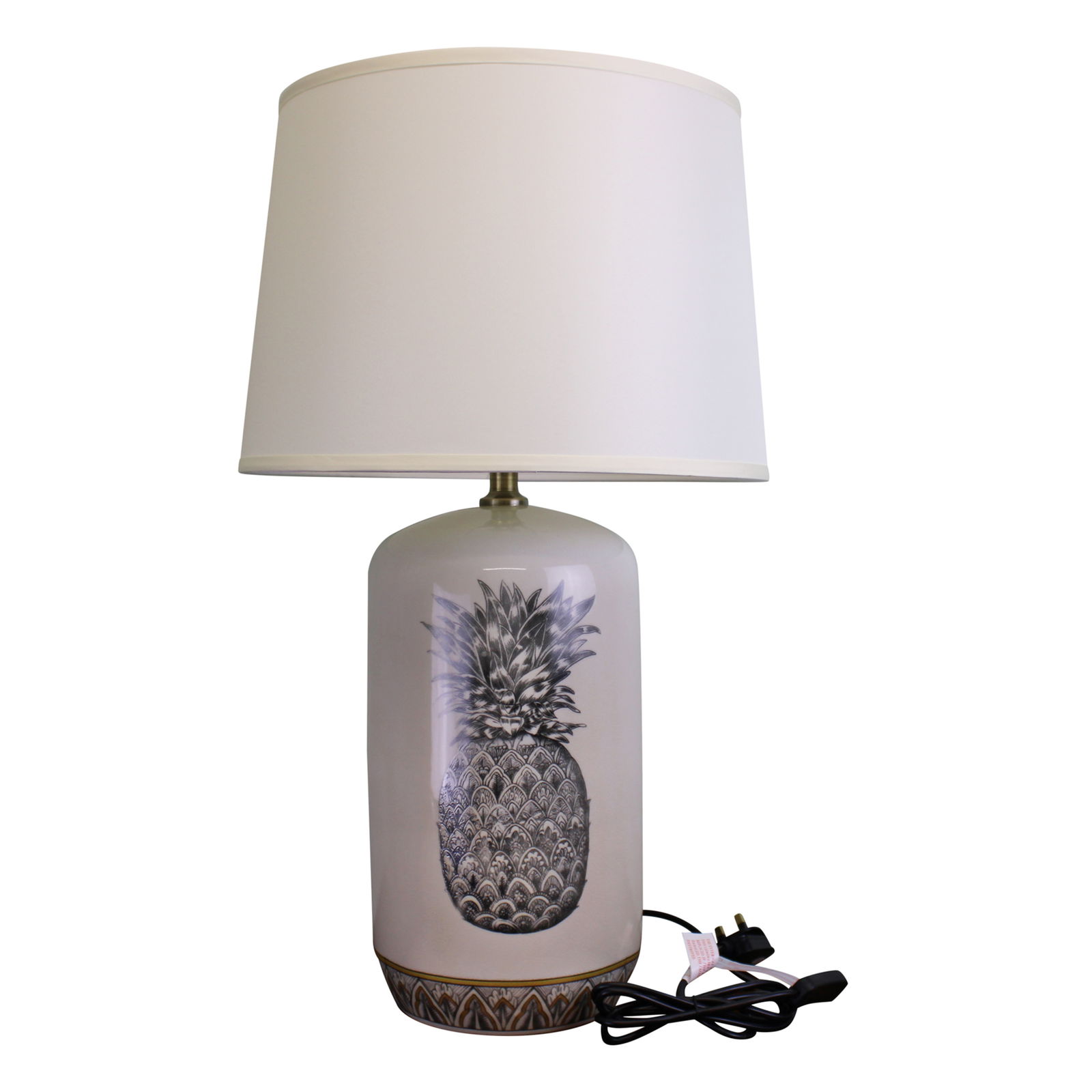 Black & White Ceramic Lamp with Pineapple Design 69cm Black & White Ceramic Lamp with Pineapple Design 69cm