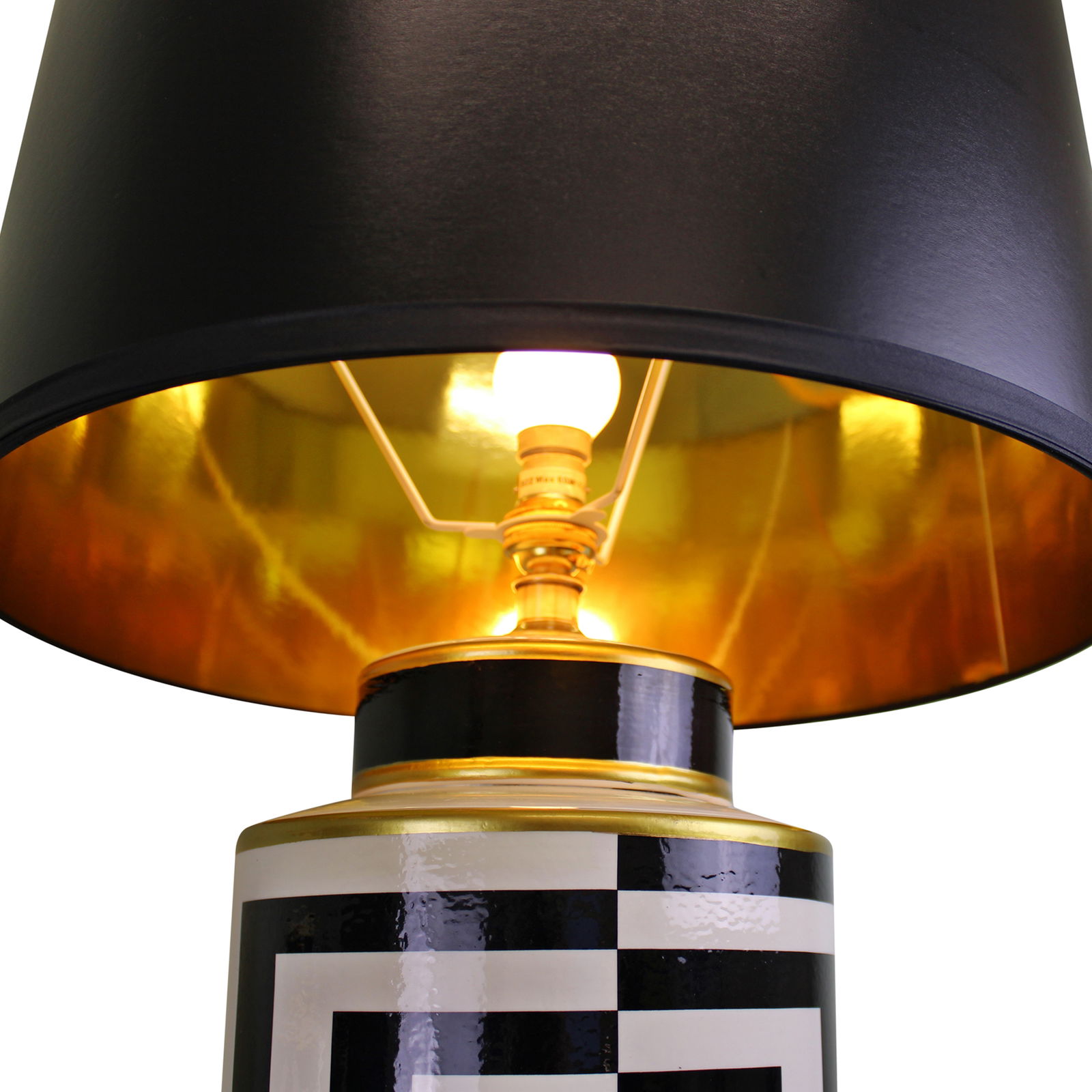 Black/White/Gold Ceramic Lamp, Geometric Design 66cm Black/White/Gold Ceramic Lamp, Geometric Design 66cm