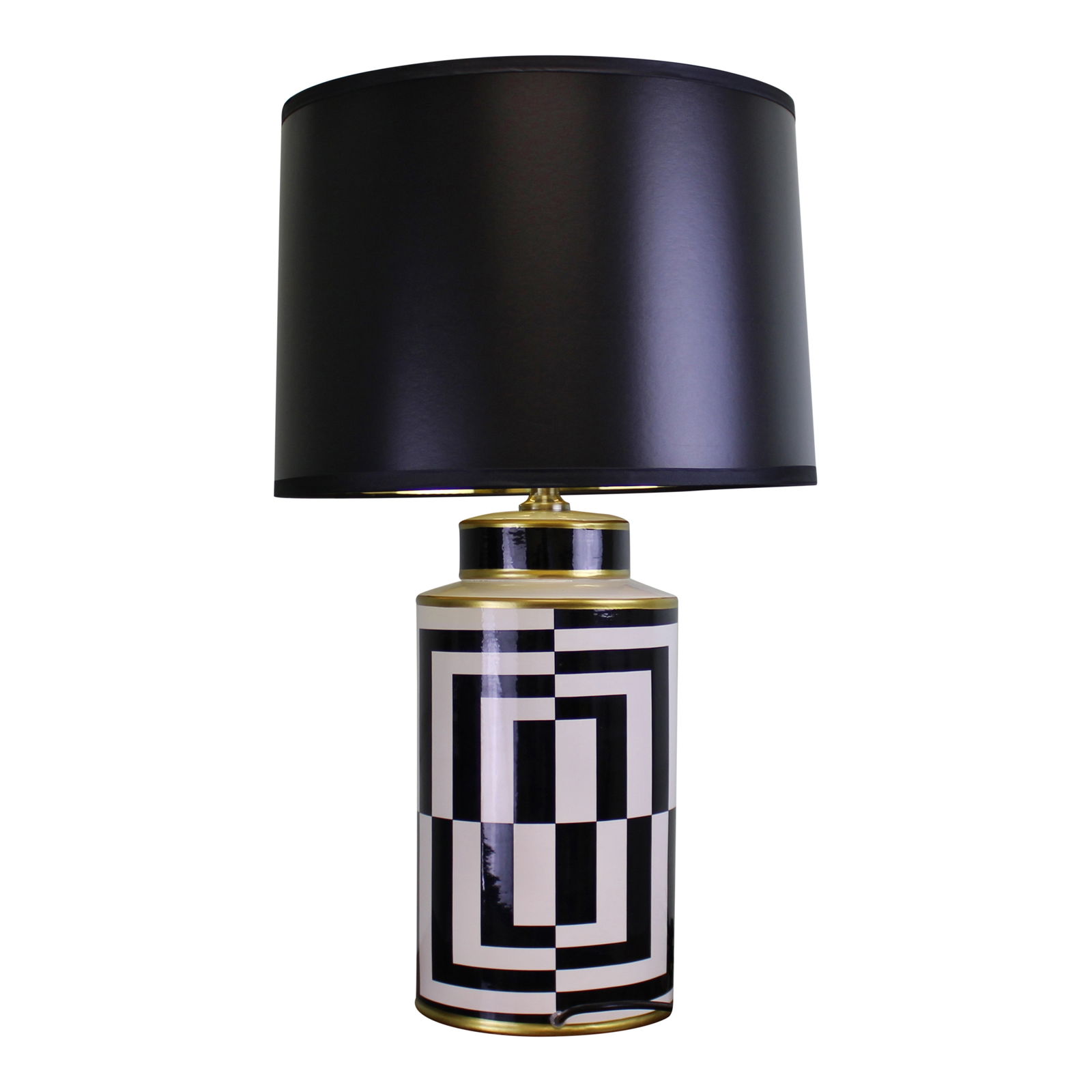 Black/White/Gold Ceramic Lamp, Geometric Design 66cm Black/White/Gold Ceramic Lamp, Geometric Design 66cm
