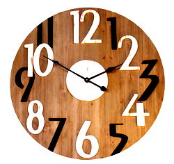Black and White Numbered Wooden Clock Black and White Numbered Wooden Clock