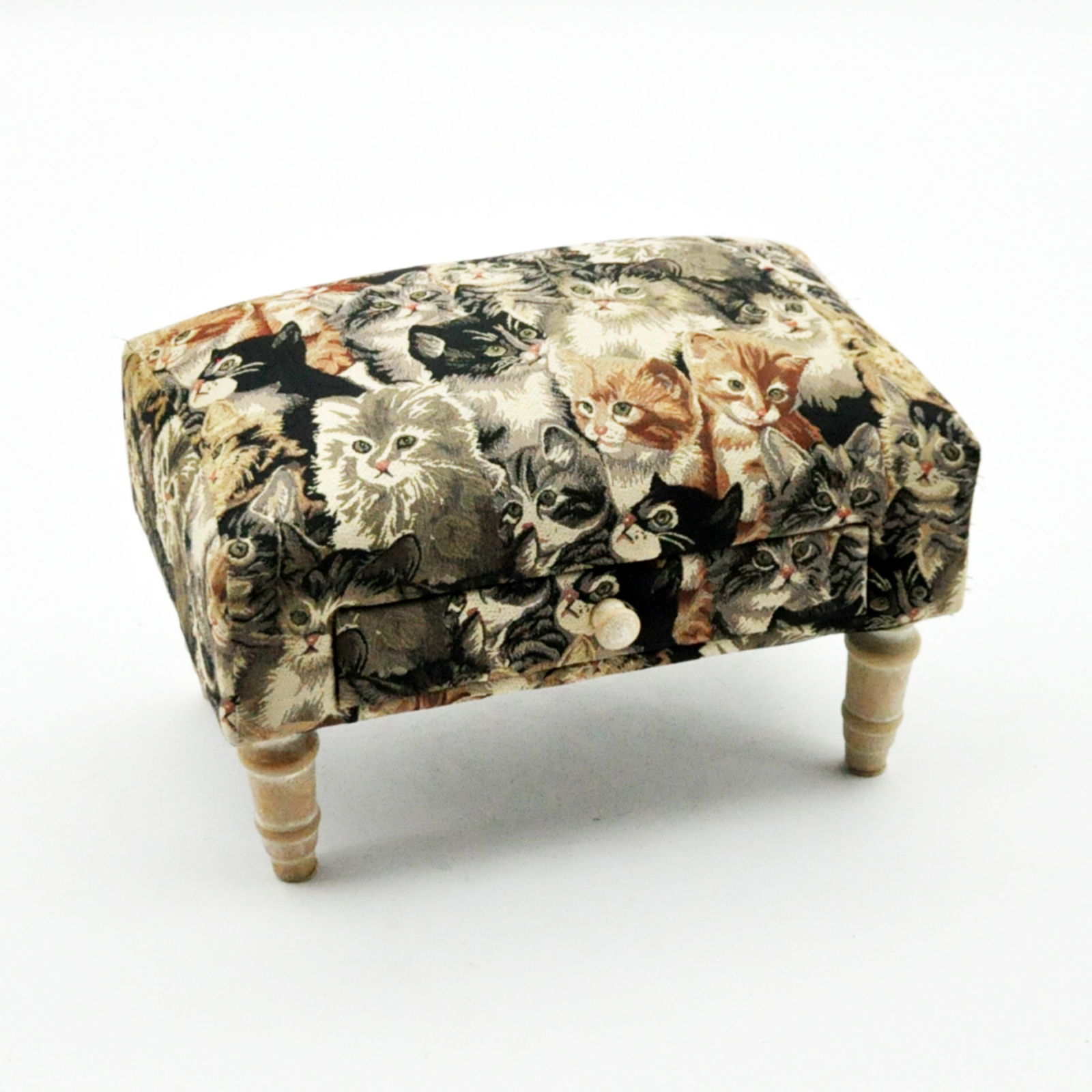 Cat Fabric Footstool with Drawer Cat Fabric Footstool with Drawer