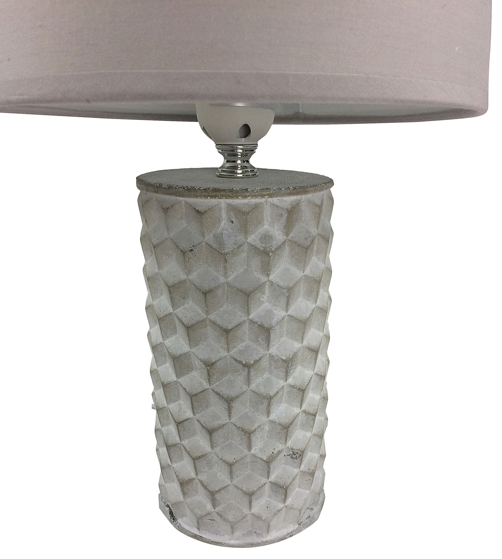 White Beveled Lamp And Shade 38cm White Beveled Lamp And Shade 38cm