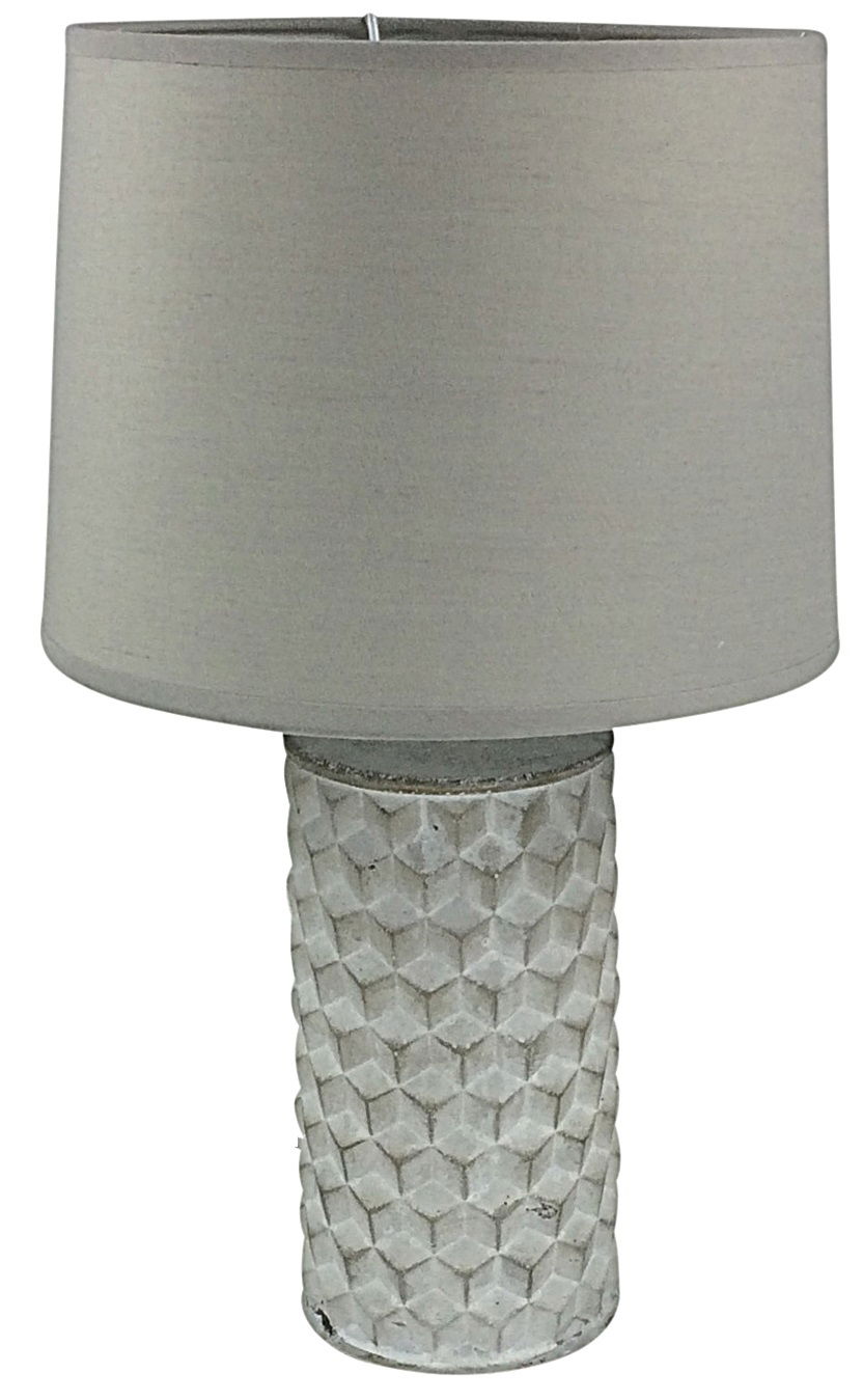 White Beveled Lamp And Shade 38cm White Beveled Lamp And Shade 38cm