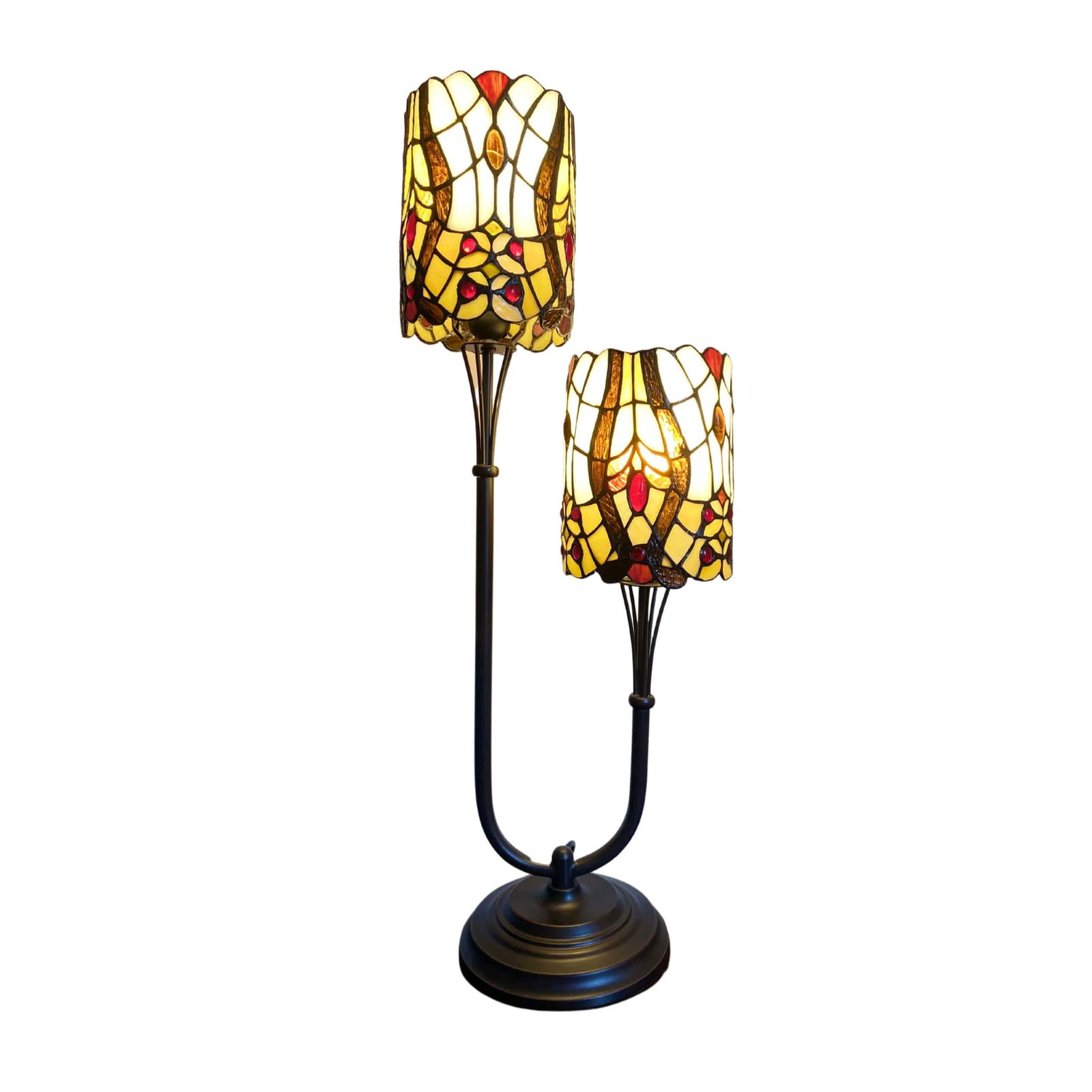 Cream Twin Stem Tiffany Lamp 72cm Cream Twin Stem Tiffany Lamp 72cm