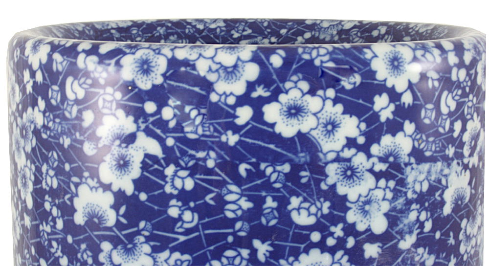 Umbrella Stand, Vintage Blue & White Daisies Design Umbrella Stand, Vintage Blue & White Daisies Design