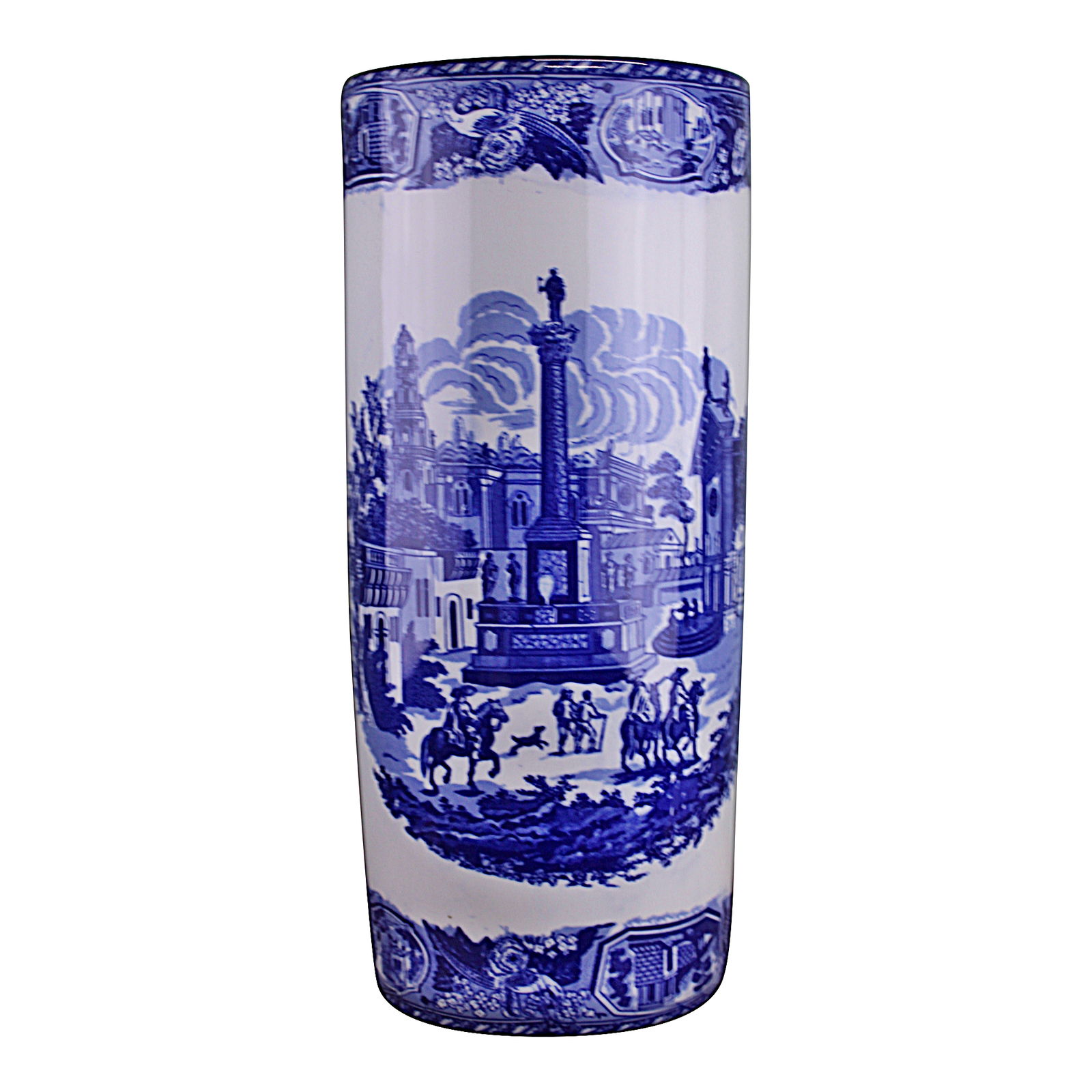 Umbrella Stand, Vintage Blue & White Townscape Design Umbrella Stand, Vintage Blue & White Townscape Design