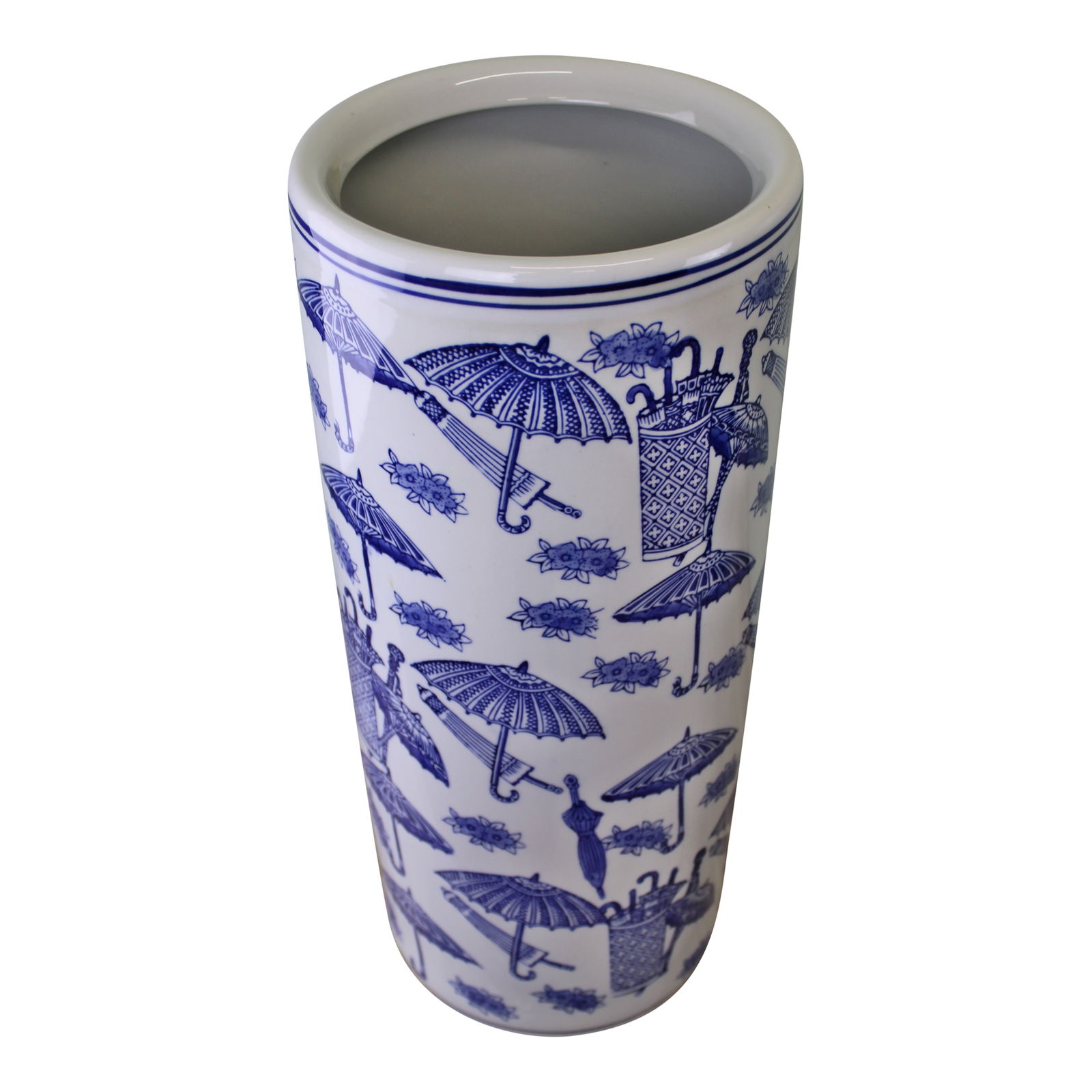 Umbrella Stand, Vintage Blue & White Umbrella Design Umbrella Stand, Vintage Blue & White Umbrella Design