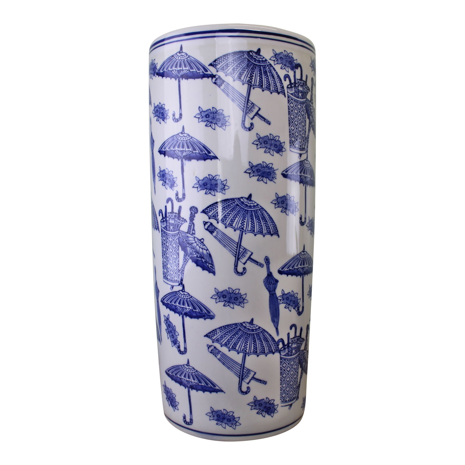 Umbrella Stand, Vintage Blue & White Umbrella Design Umbrella Stand, Vintage Blue & White Umbrella Design