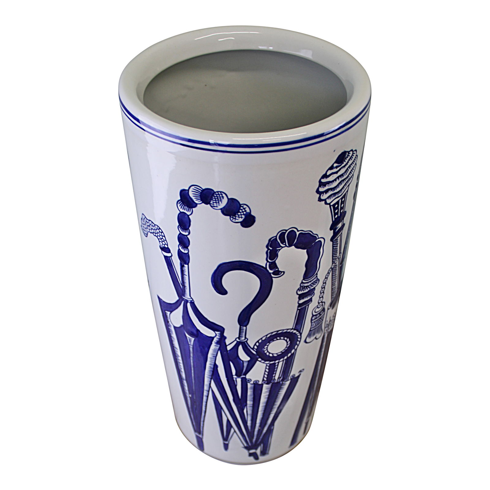 Umbrella Stand, Vintage Blue & White Umbrellas Design Umbrella Stand, Vintage Blue & White Umbrellas Design