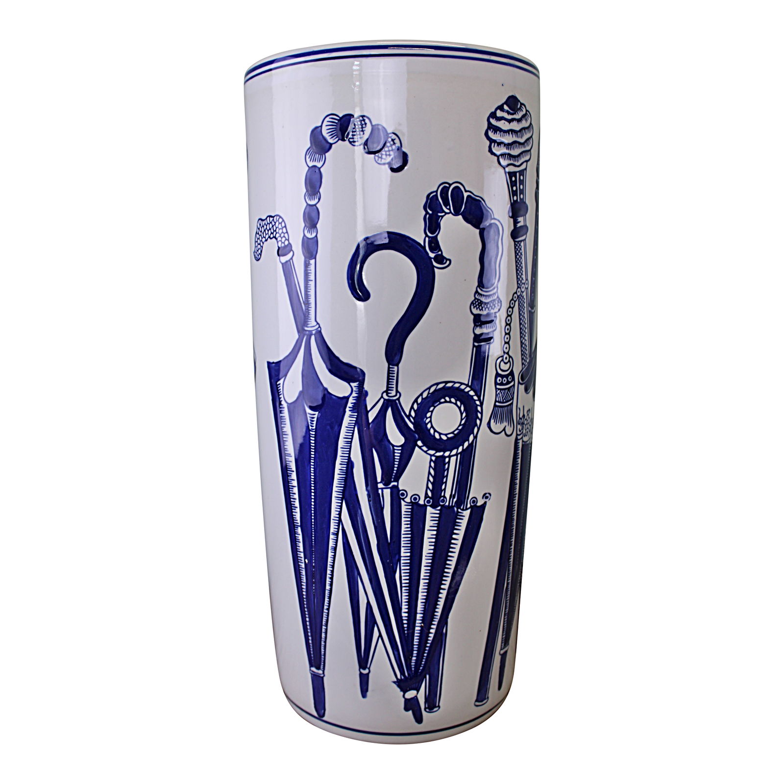 Umbrella Stand, Vintage Blue & White Umbrellas Design Umbrella Stand, Vintage Blue & White Umbrellas Design