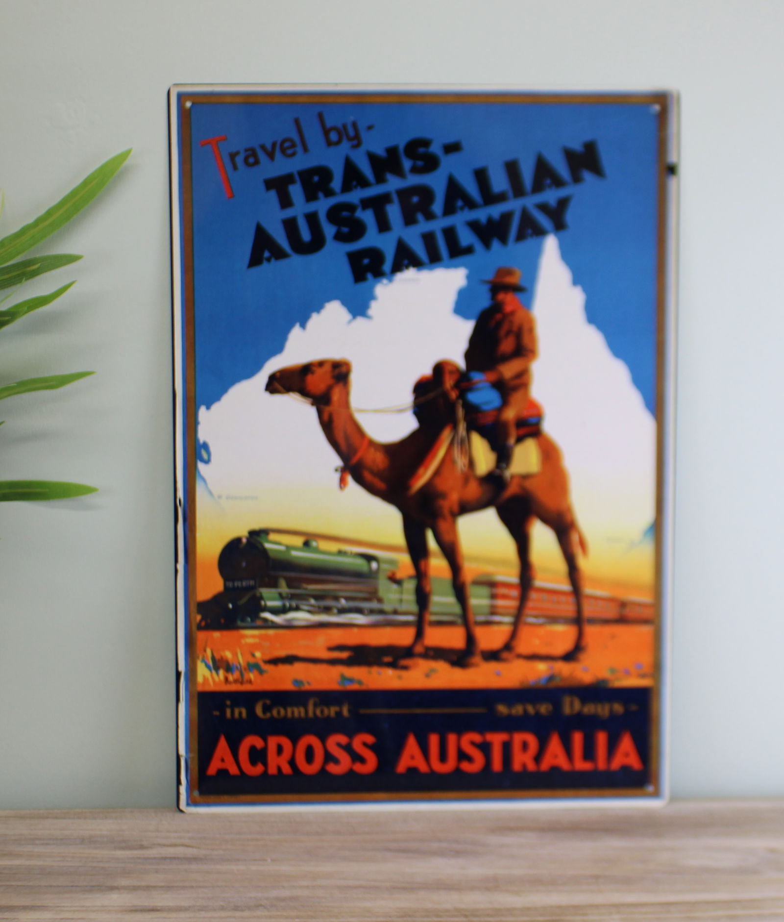 Vintage Metal Sign - Retro Advertising - Trans Australian Railway Vintage Metal Sign - Retro Advertising - Trans Australian Railway