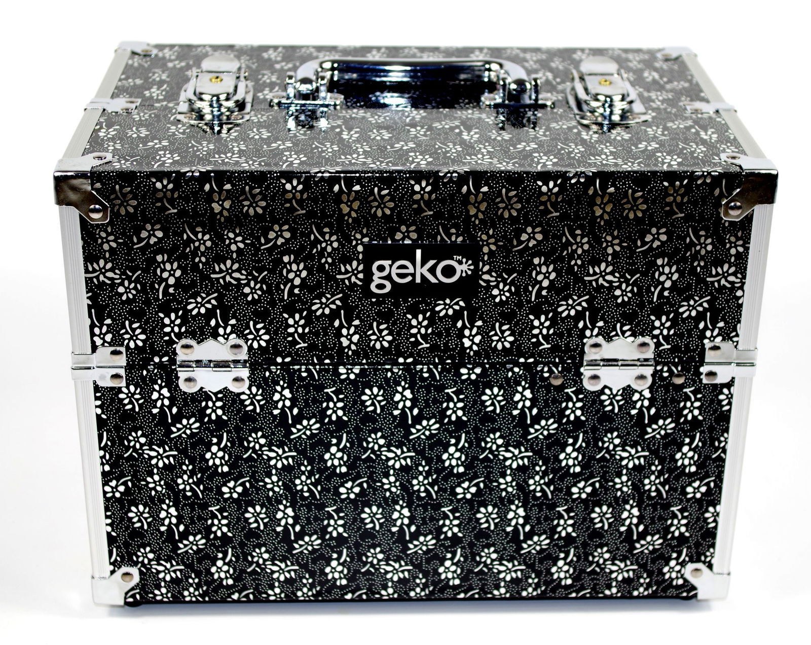 Vanity Case / Makeup Box Silver / Black Flowers Vanity Case / Makeup Box Silver / Black Flowers