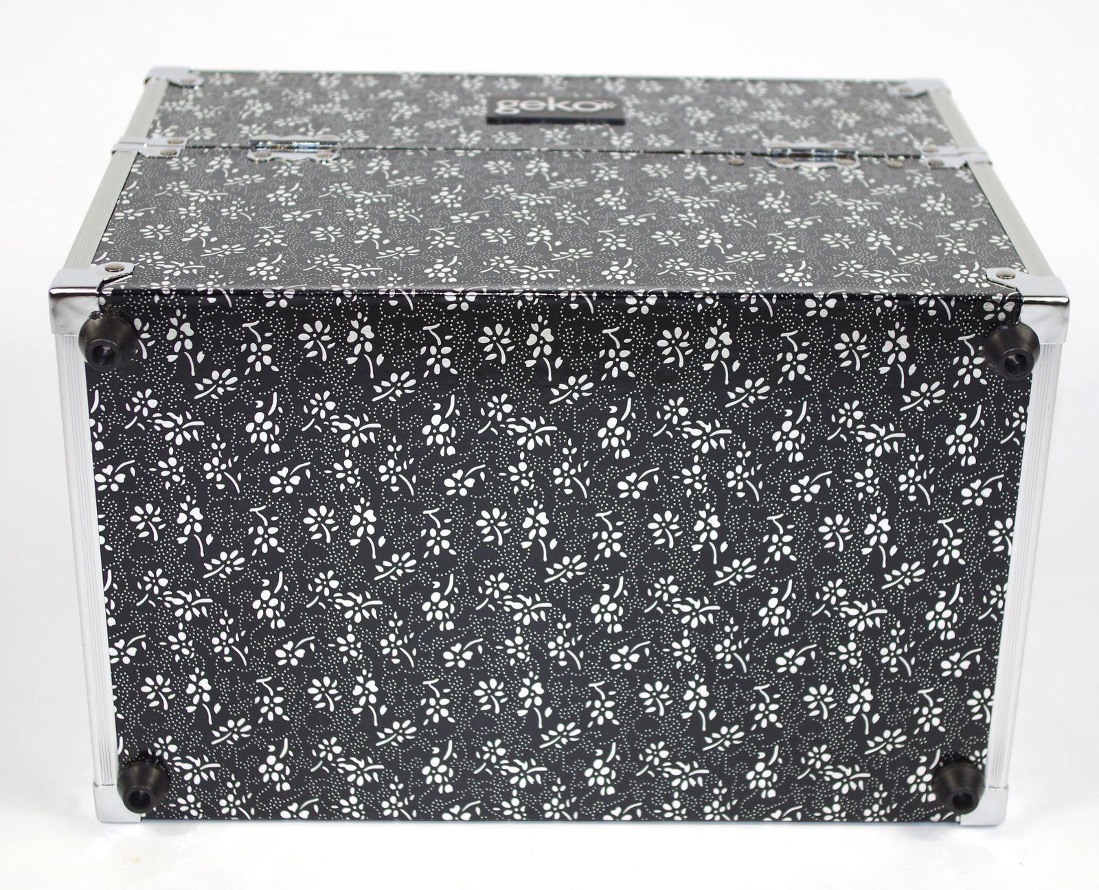 Vanity Case / Makeup Box Silver / Black Flowers Vanity Case / Makeup Box Silver / Black Flowers