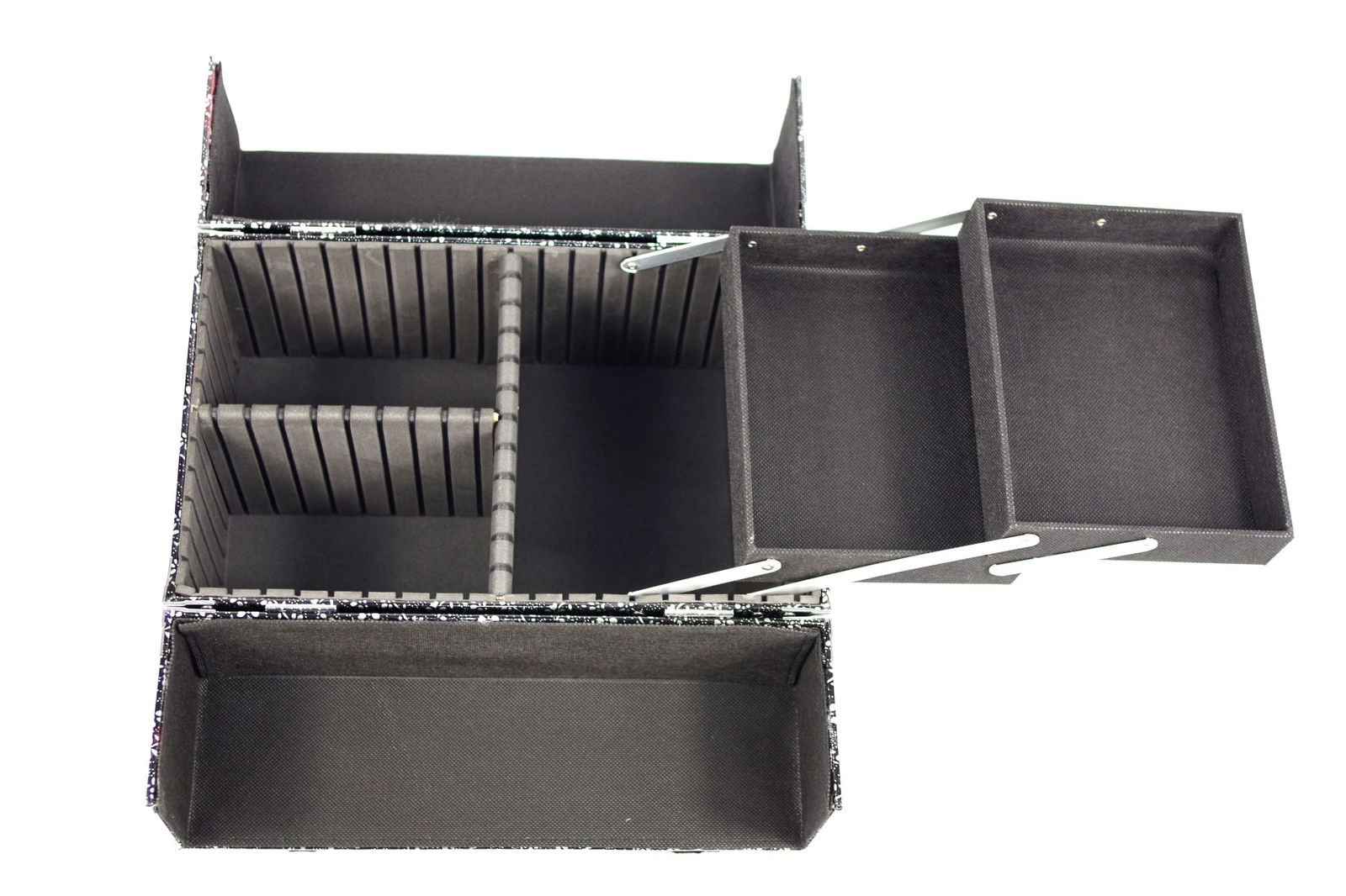 Vanity Case / Makeup Box Silver / Black Flowers Vanity Case / Makeup Box Silver / Black Flowers
