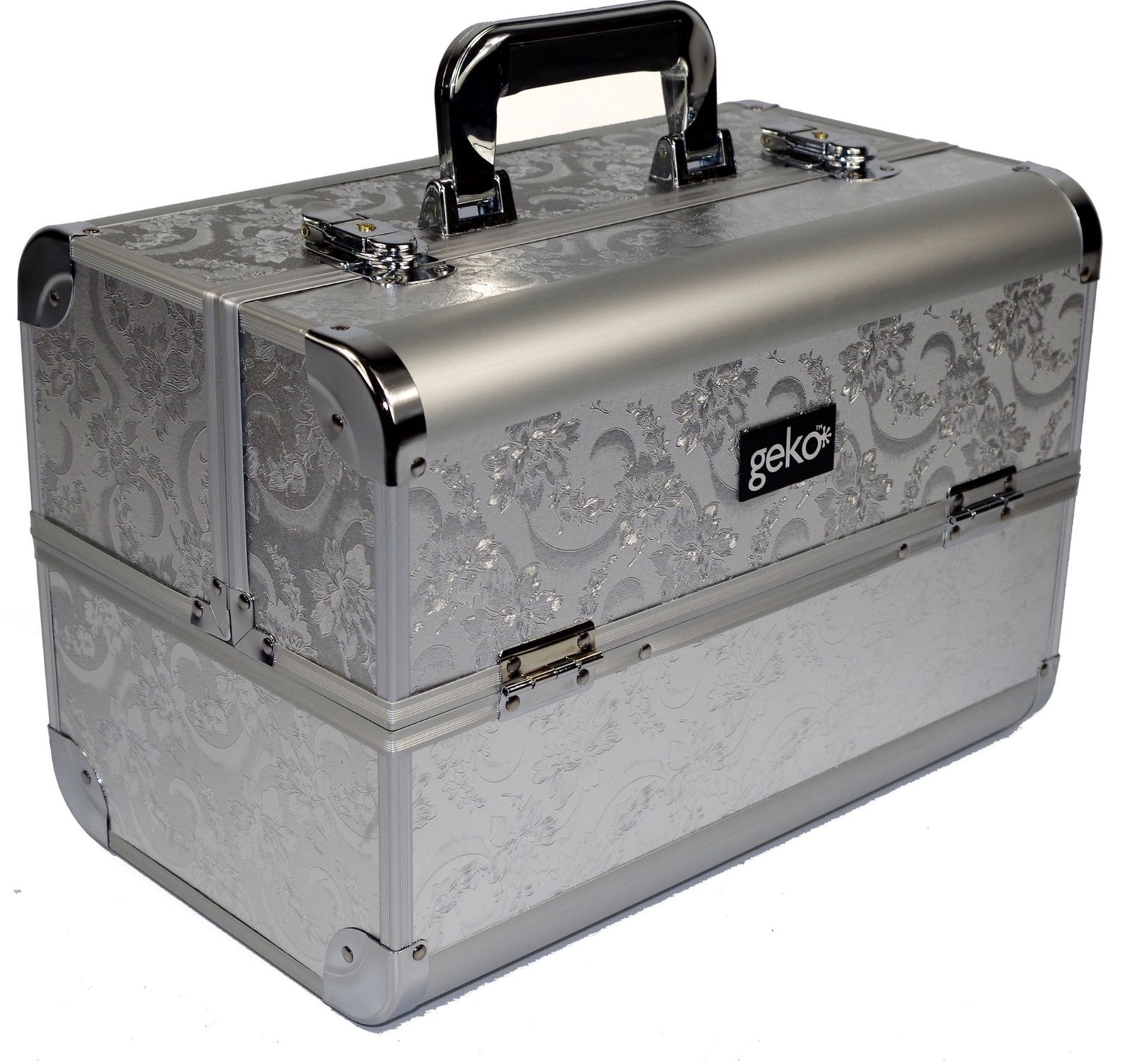 Vanity Case / Makeup Box Silver Leaf Design Vanity Case / Makeup Box Silver Leaf Design