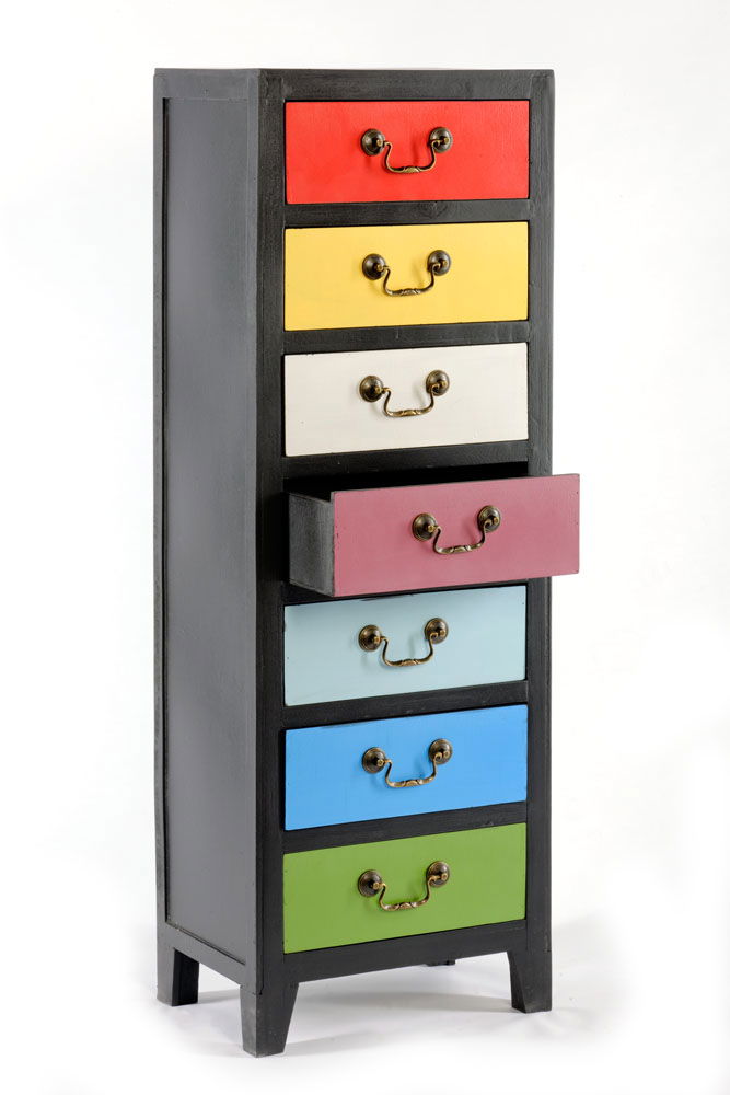 Rainbow Tall Cabinet with 7 Drawers 38 x 26 x 110cm Rainbow Tall Cabinet with 7 Drawers 38 x 26 x 110cm