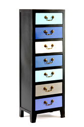 Blue Tall Cabinet with 7 Drawers 38 x 26 x 110cm Blue Tall Cabinet with 7 Drawers 38 x 26 x 110cm
