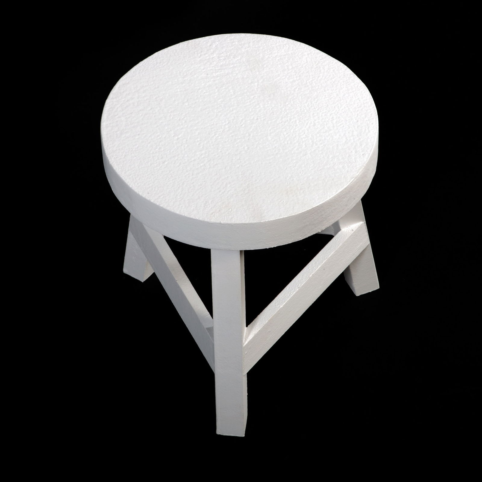 White Three Legged Stool Standing at 23 cm High White Three Legged Stool Standing at 23 cm High