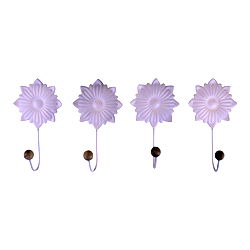 Set of 4 Decorative Metal Coat Hooks, White Flowers Set of 4 Decorative Metal Coat Hooks, White Flowers