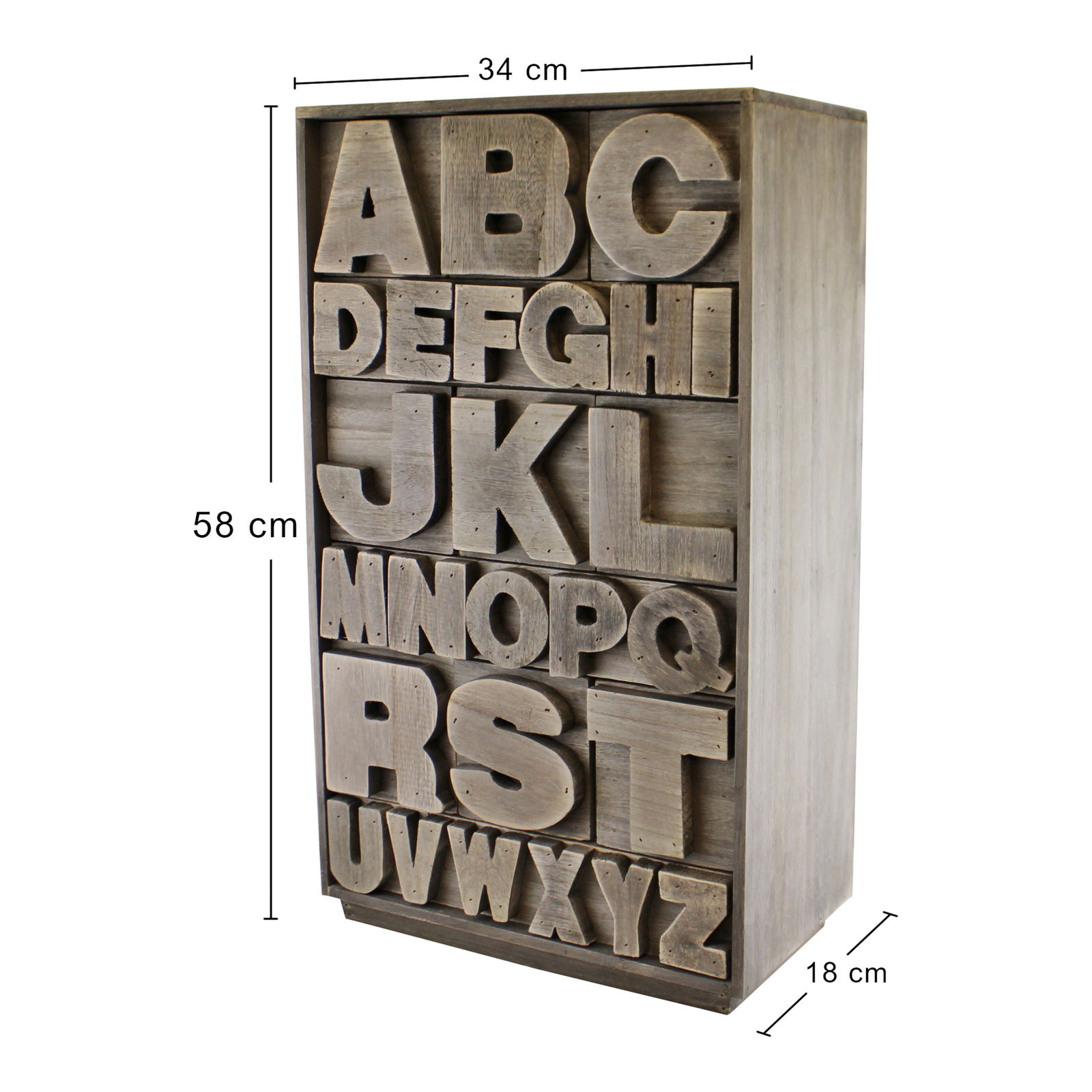 Grey Wooden Alphabet Storage Unit Grey Wooden Alphabet Storage Unit