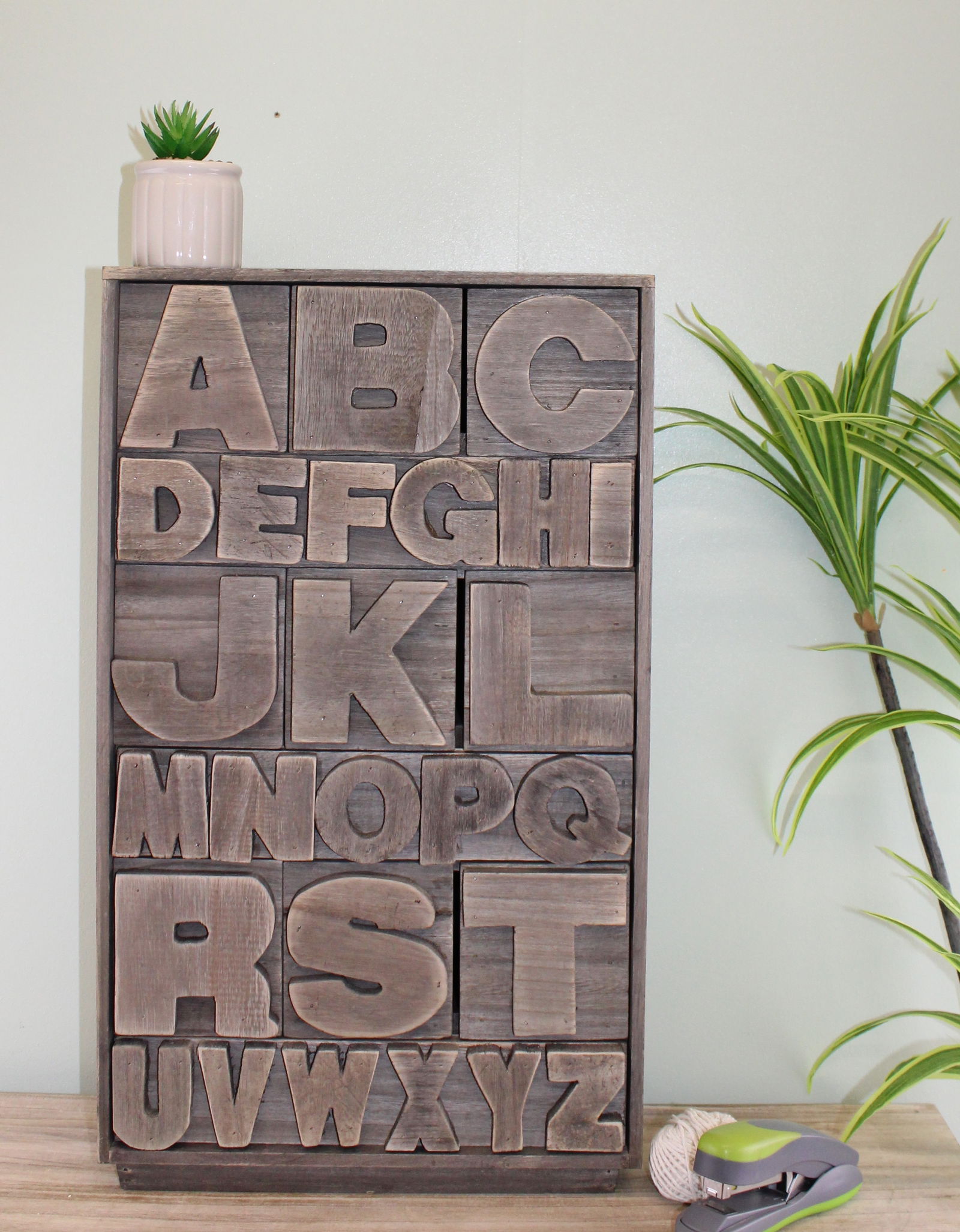 Grey Wooden Alphabet Storage Unit Grey Wooden Alphabet Storage Unit