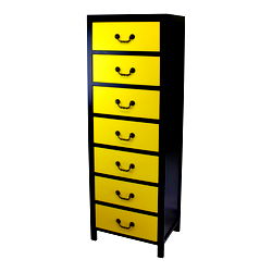 Yellow Tall Cabinet with 7 Drawers 38 x 26 x 110cm Yellow Tall Cabinet with 7 Drawers 38 x 26 x 110cm