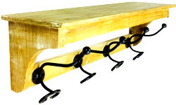 Solid Wood Bracket With 4 Hooks 57cm Solid Wood Bracket With 4 Hooks 57cm