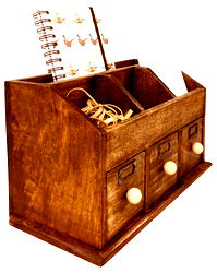 Rustic Desktop Organiser With Drawers 37cm Rustic Desktop Organiser With Drawers 37cm