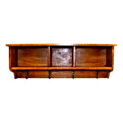Mango Wood Wall Shelf With Storage Slots & 4 Hooks Mango Wood Wall Shelf With Storage Slots & 4 Hooks