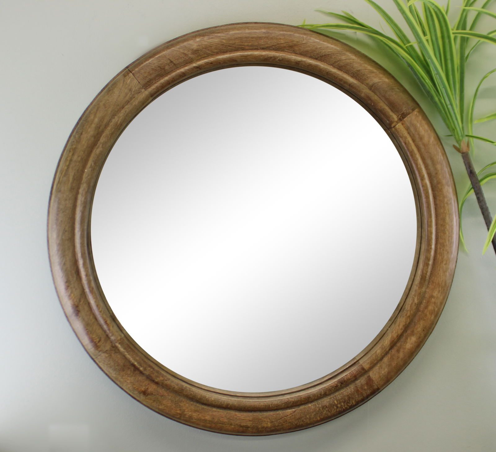 Mango Wood Circular Wall Mirror, 53cm Mango Wood Circular Wall Mirror, 53cm