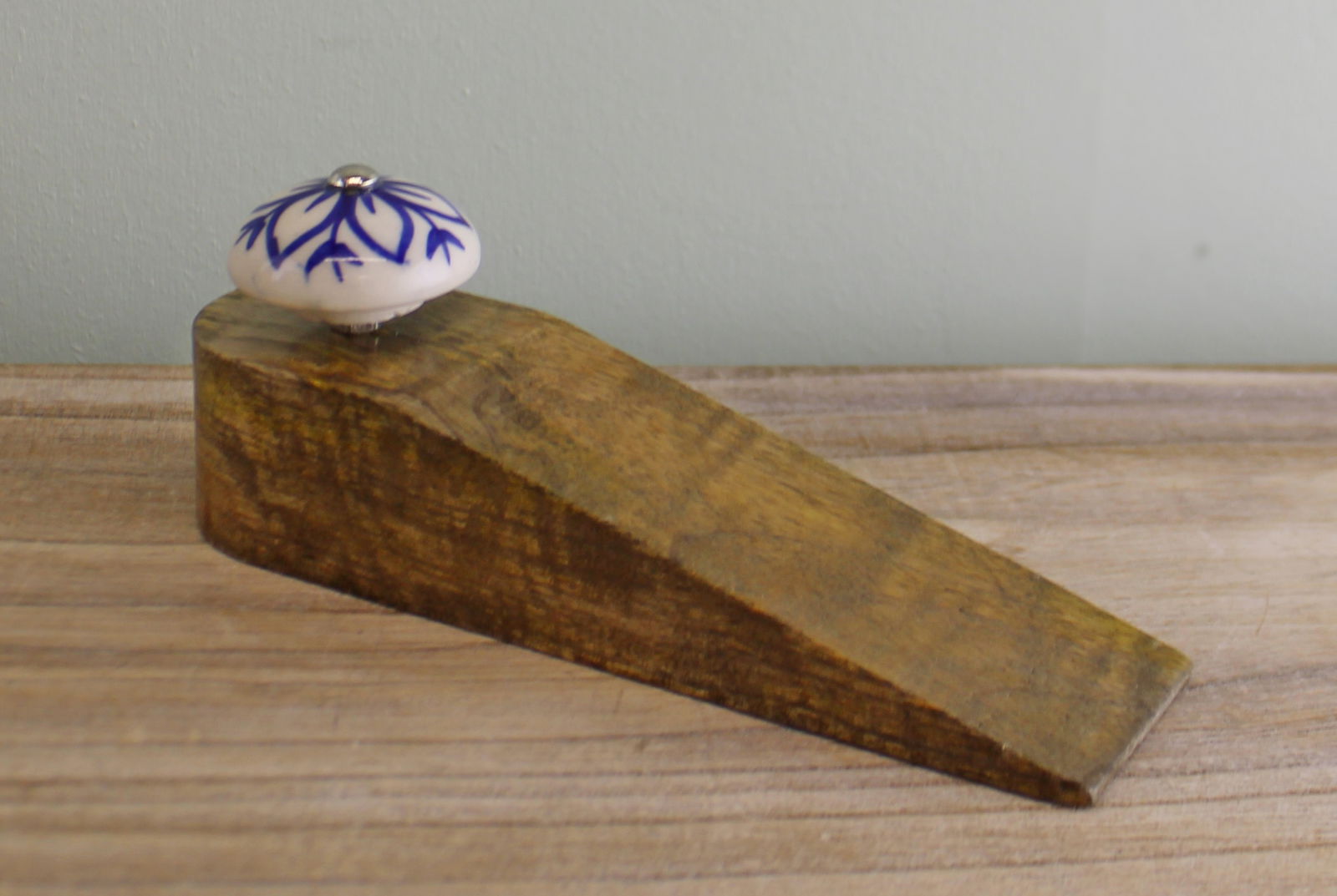 Set Of 2 Wooden Door Wedges With Ceramic Knobs Set Of 2 Wooden Door Wedges With Ceramic Knobs