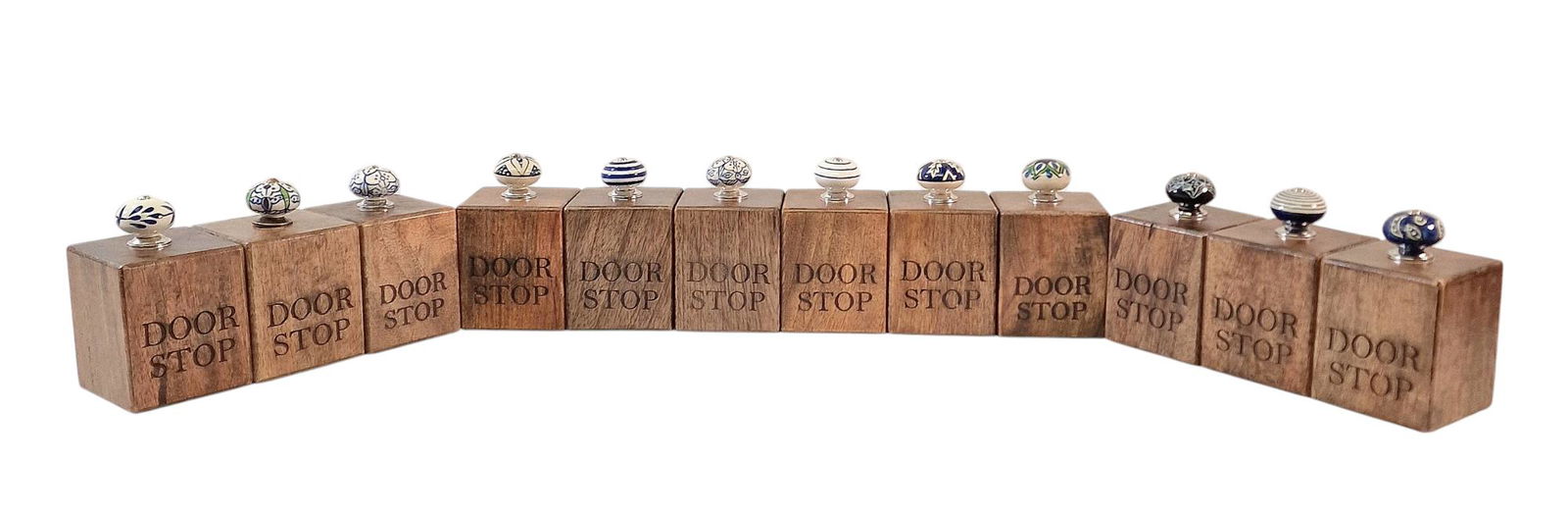 Mango Wood Doorstop With Red Ceramic Knob Mango Wood Doorstop With Red Ceramic Knob
