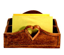 Mango Wood Letter Rack with Heart Design Mango Wood Letter Rack with Heart Design