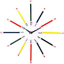 Multi Coloured Stationary Pencil Wall Clock 38cm Multi Coloured Stationary Pencil Wall Clock 38cm