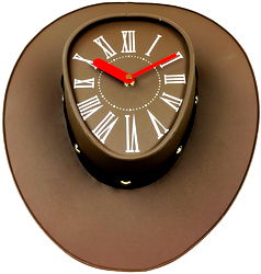 Brown Cowboys Hat Clock 39cm Brown Cowboys Hat Clock 39cm