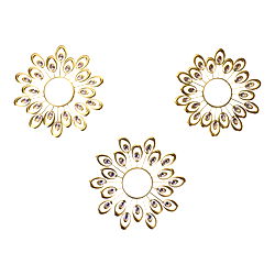 Set of 3 Gold Metal Jewelled Feather Accent Mirrors Set of 3 Gold Metal Jewelled Feather Accent Mirrors