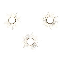 Set of 3 Gold Metal Sunburst Accent Mirrors Set of 3 Gold Metal Sunburst Accent Mirrors