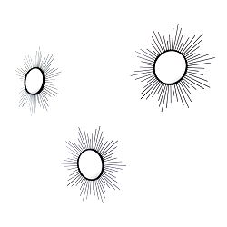 Set of 3 Black Metal Sunburst Accent Mirrors Set of 3 Black Metal Sunburst Accent Mirrors