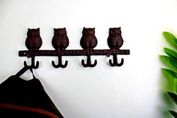 Rustic Cast Iron Wall Hooks, Owls Rustic Cast Iron Wall Hooks, Owls